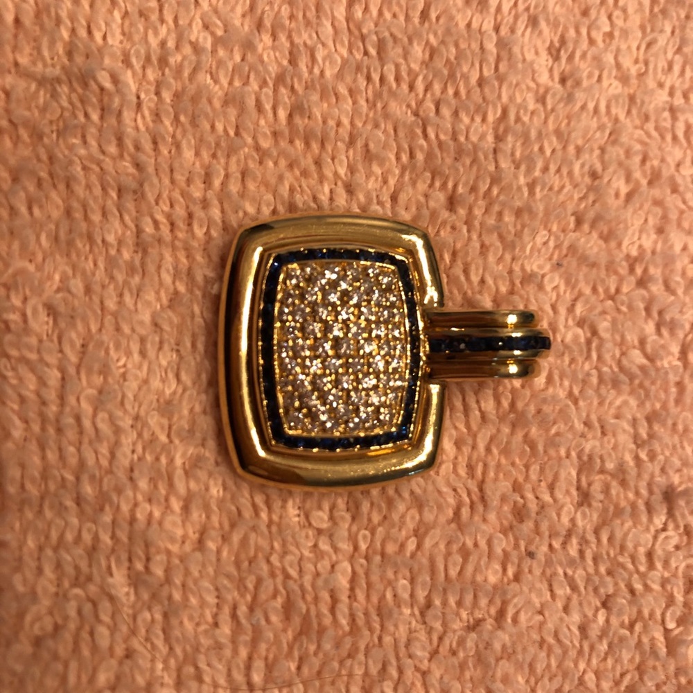 Diamond and sapphire slide pendant - Picture 10 of 10